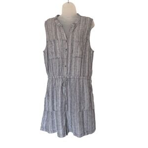 Kelly Renee Womens XXL Black‎ & White Striped Sleeveless Button Front Romper